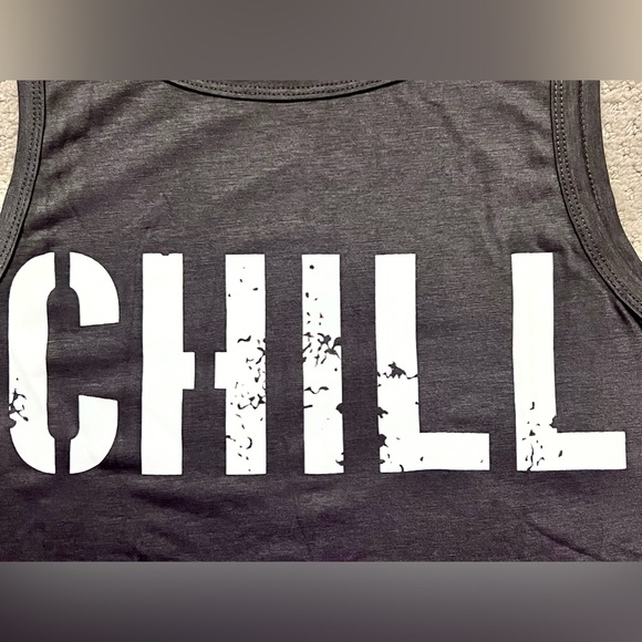 “CHILL” Tank Top, Dark Grey w/ White Lettering (Size Small) **BRAND NEW!!🎁** - Picture 4 of 5